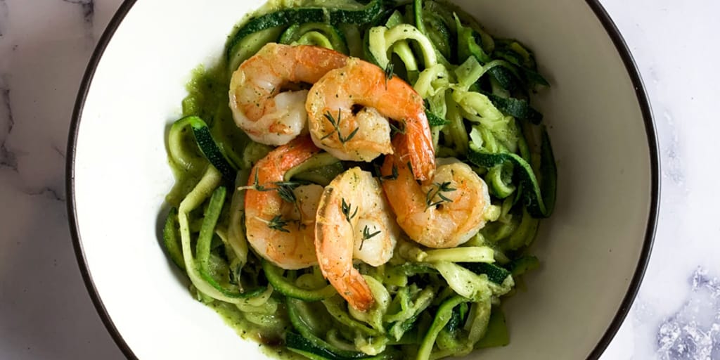 AIP Leek Pesto with Shrimp and Zoodles